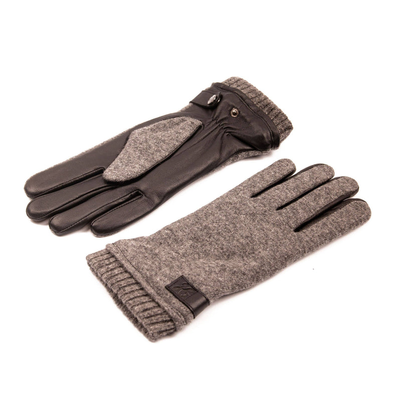 Handschoenen 'Elias'- leder en gebreide wol- gevoerd  met fleece