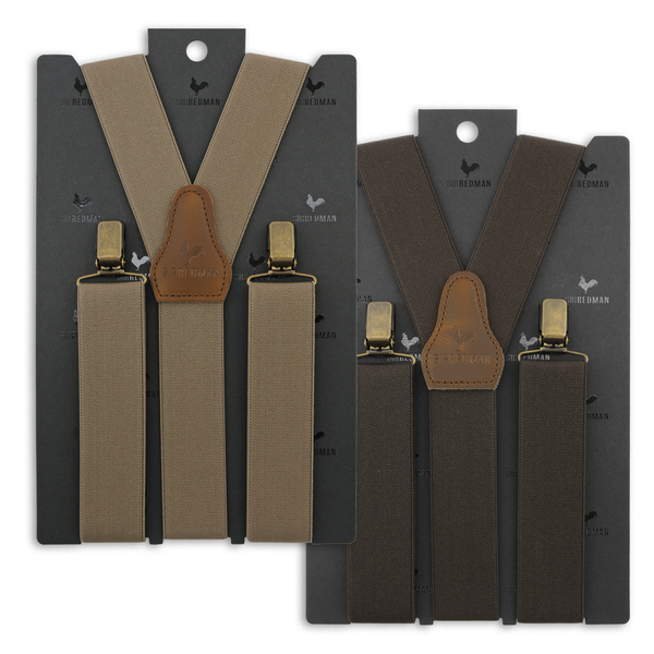 Sir Redman Braces-Set 2 -3 Strong Clips-Taupe