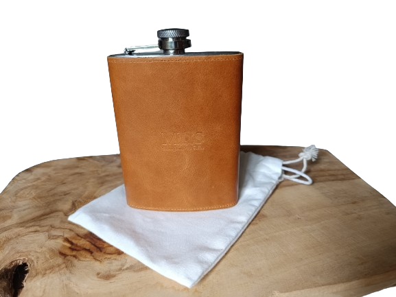 Heupfles bekleed met leer