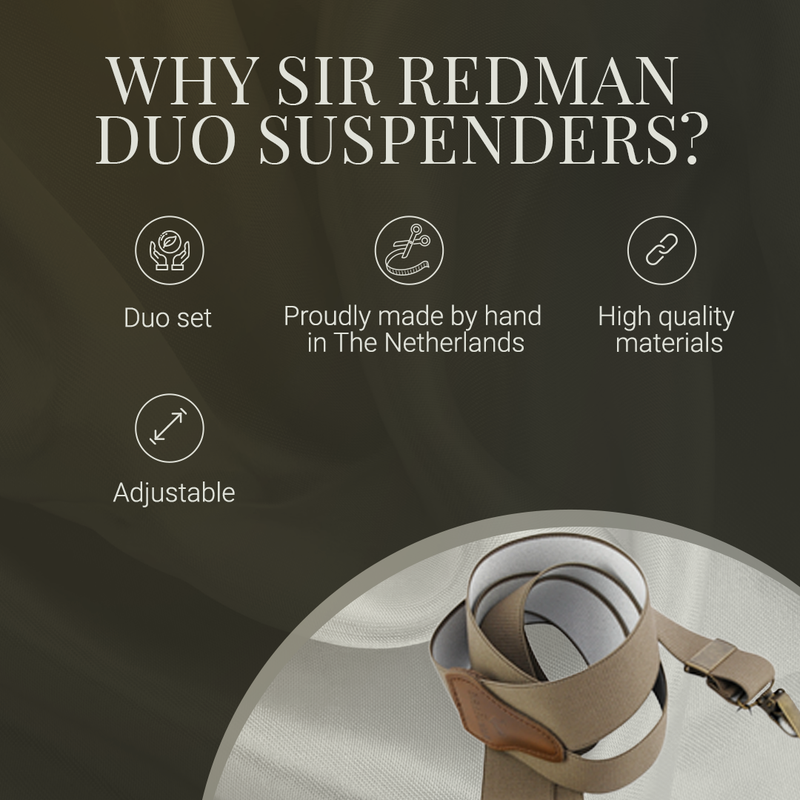 Sir Redman Braces-Set 2 -3 Strong Clips-Taupe