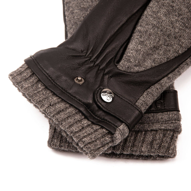 Handschoenen 'Elias'- leder en gebreide wol- gevoerd  met fleece