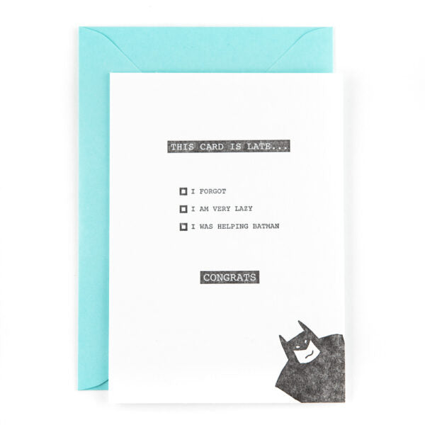 Studio Flash - Postkaarten 'this card is late... batman'