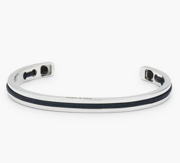 Pig&Hen - Armband 'Navarch 6mm' - Navy & Silver