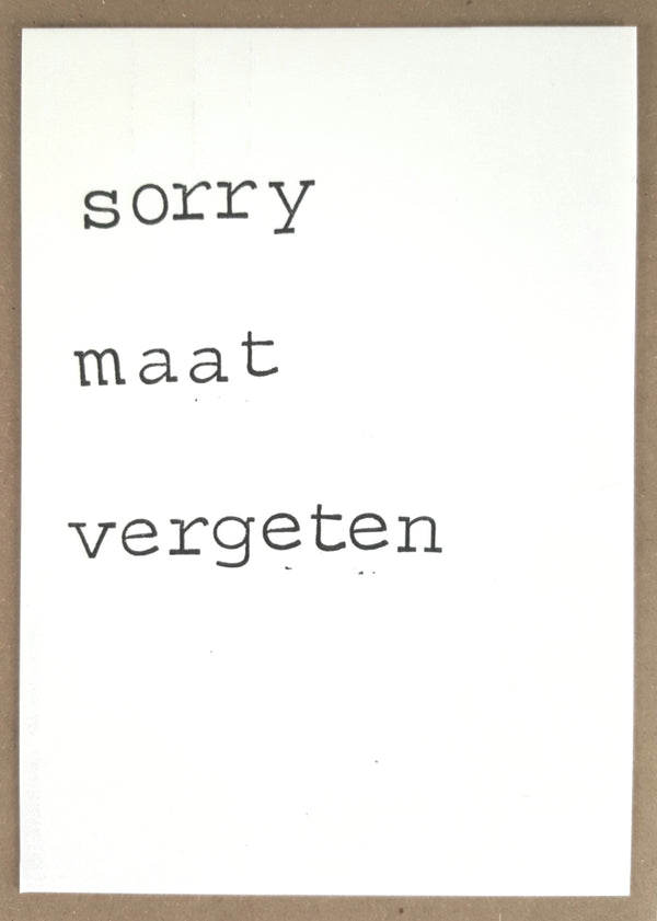 By Mar - Postkaart 'Sorry maat, vergeten'