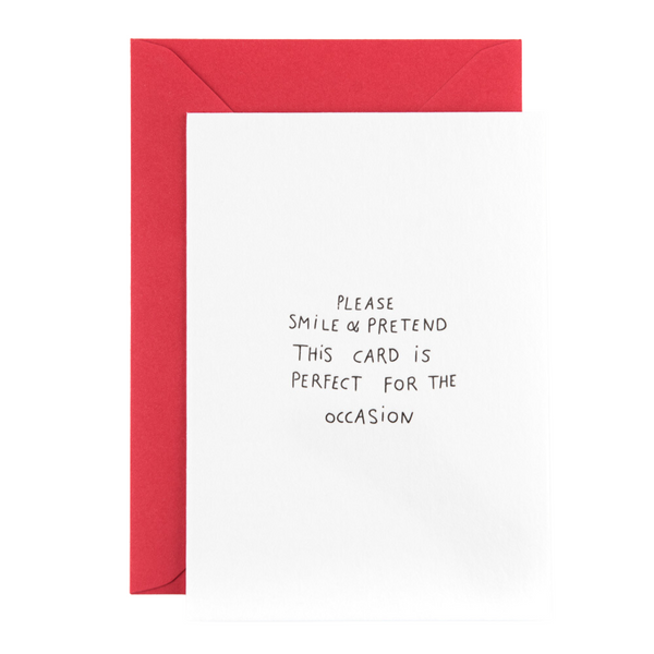 Studio Flash - Postcard 'Please smile and pretend this card is perfect for the occasion'