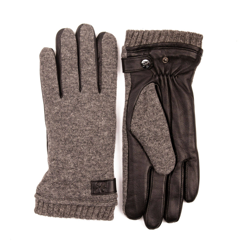 Handschoenen 'Elias'- leder en gebreide wol- gevoerd  met fleece