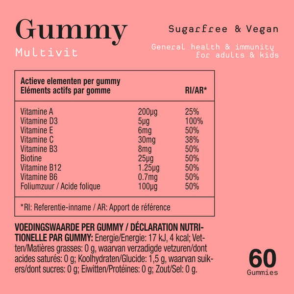 Metis Multivitamin Gummy - 60 Gummies - Adults and Children