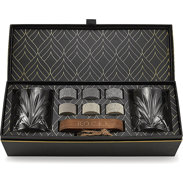 The Connaisseur's Set: cadeauset met 2 palm whiskyglazen en whiskystenen