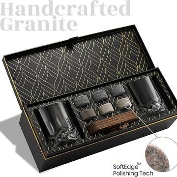 The Connaisseur's Set: cadeauset met 2 signature whiskyglazen en whiskystenen