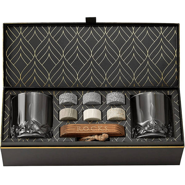 The Connaisseur's Set: cadeauset met 2 signature whiskyglazen en whiskystenen